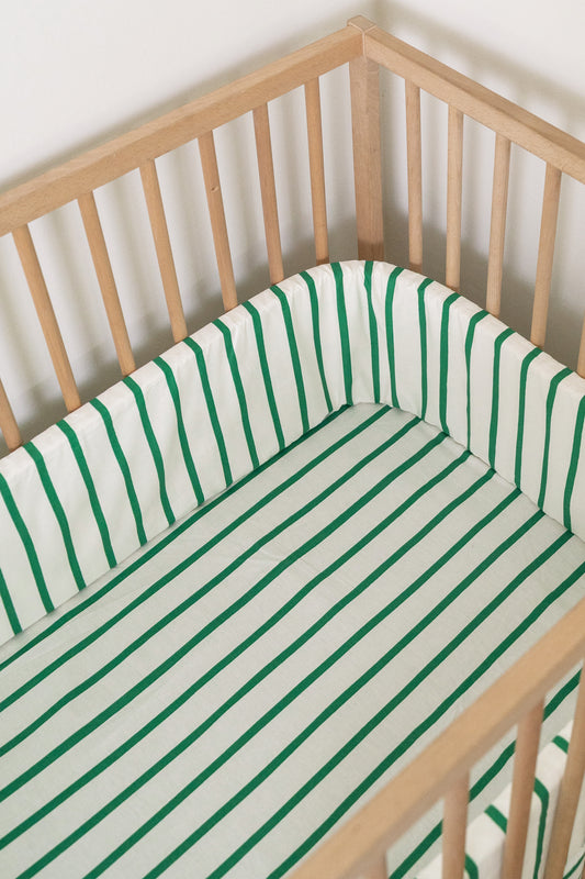 Green Stripe Cot Fitted Sheet