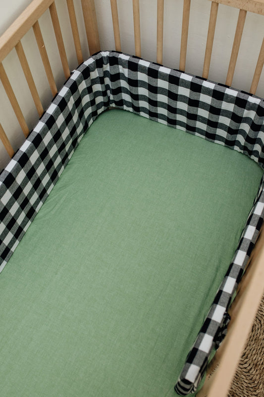 Black And White Gingham Cot Bumber Cover