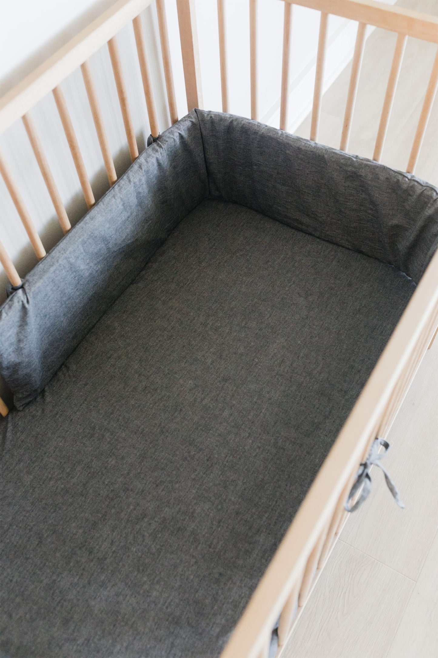 Charcoal Washed Cot Bumber Cover