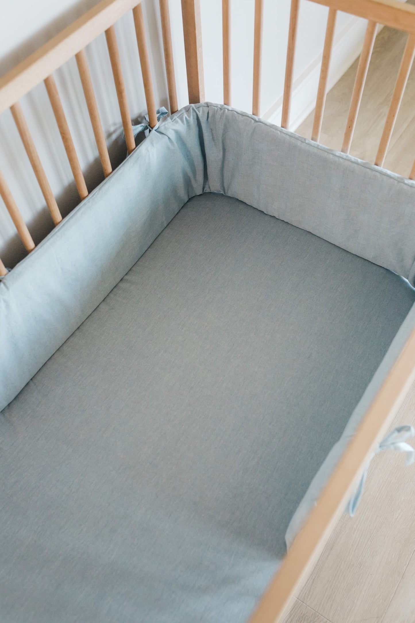 Blue Washed Cot Bumber Cover