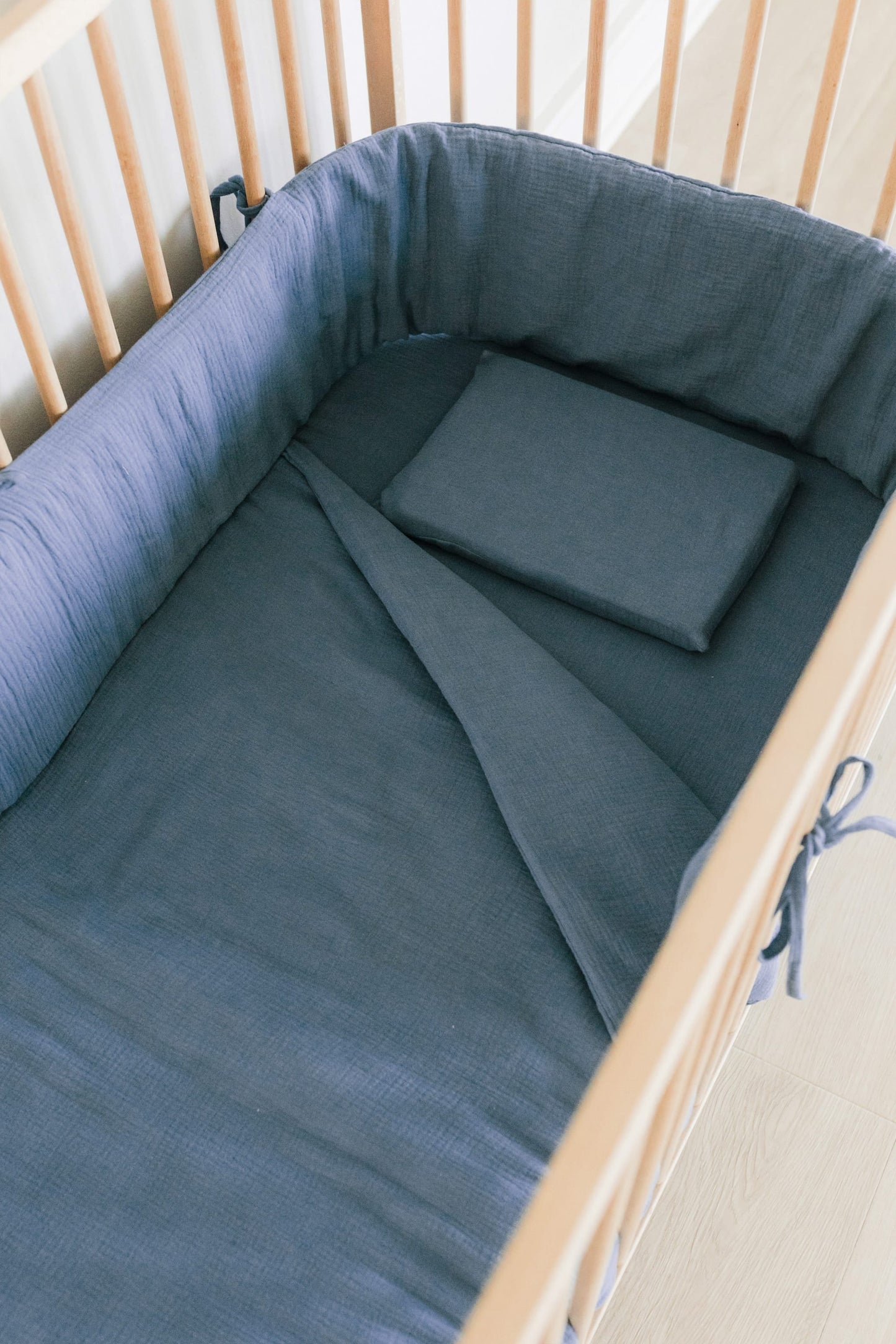 Arctic Blue Muslin Cot Duvet