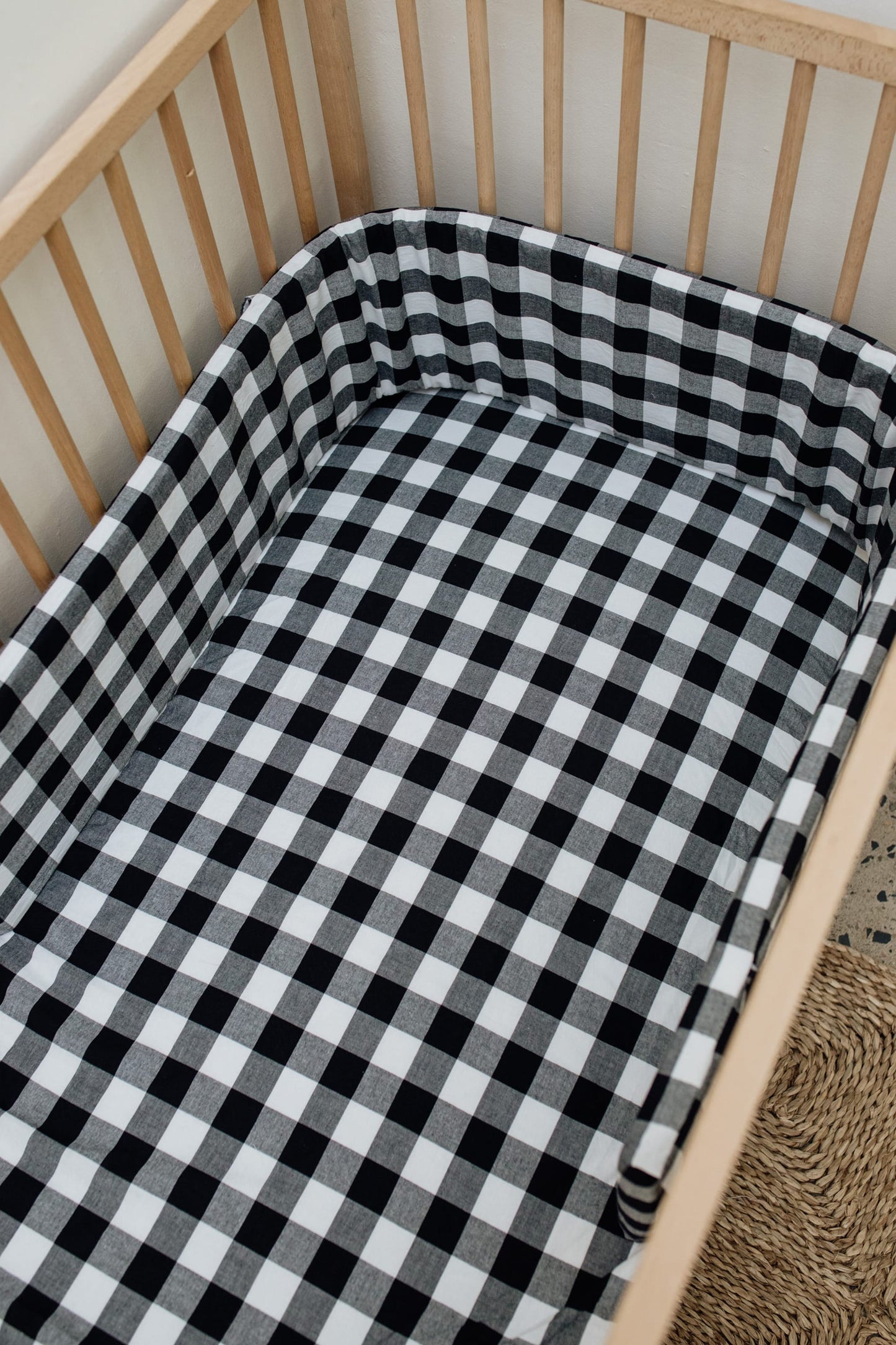 Black And White Gingham Cot Bumber Cover