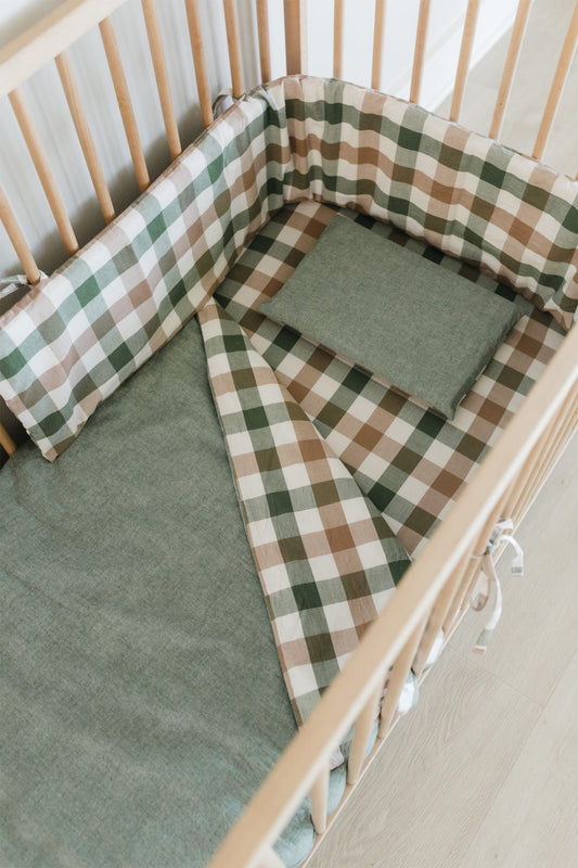 Earthy Check Washed Cot Duvet