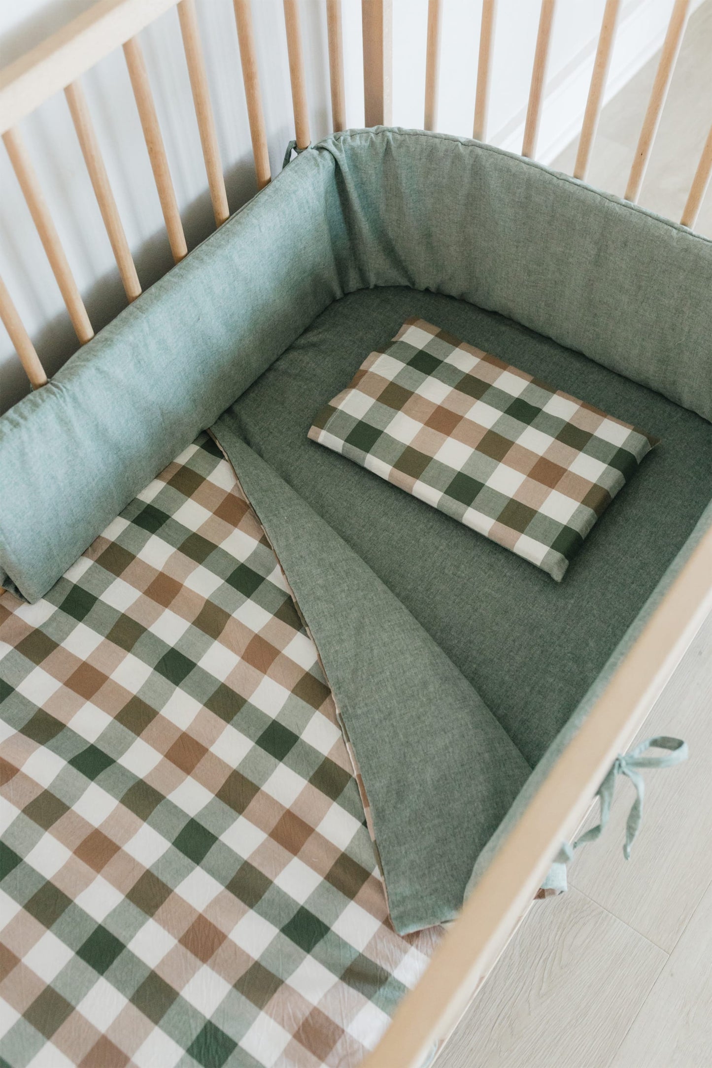 Earthy Check Washed Cot Duvet