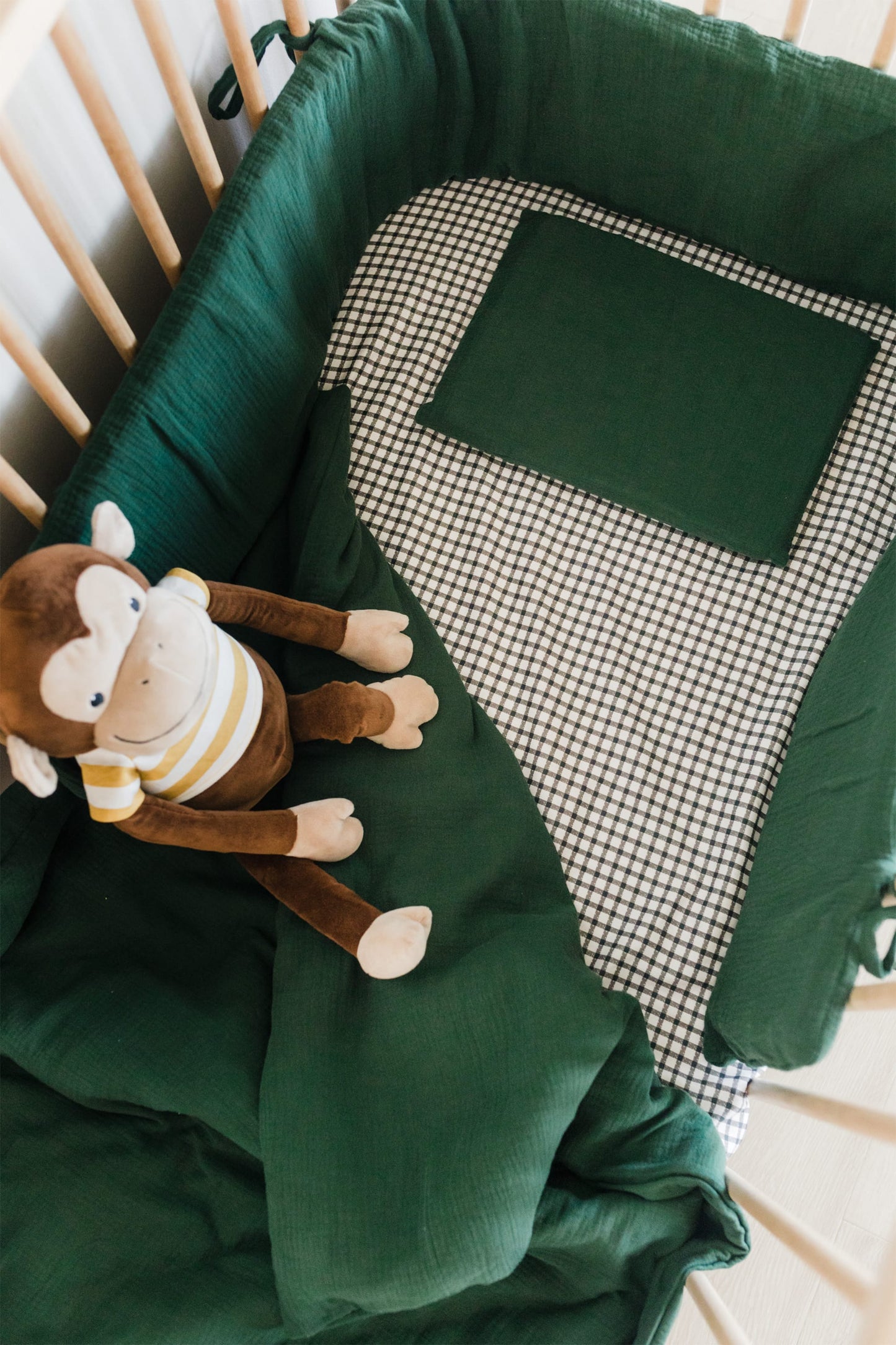 Forrest Green Muslin Cot Duvet