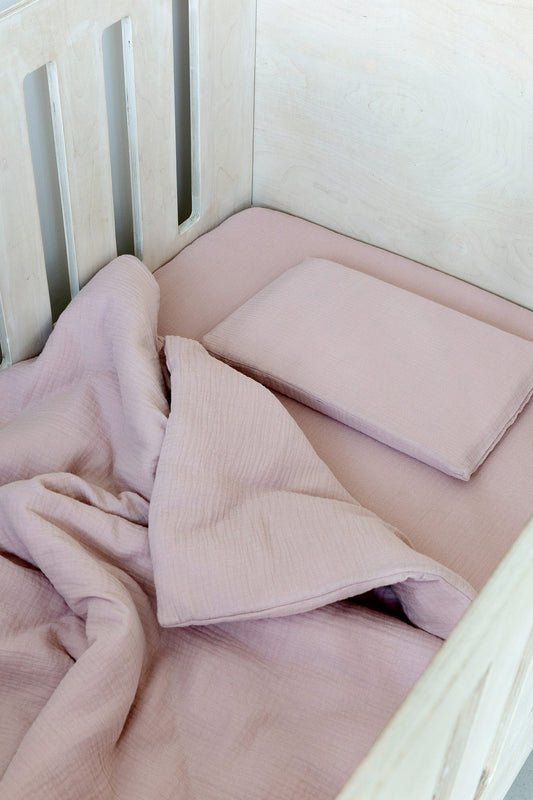 Dusty Pink Muslin Cot Duvet