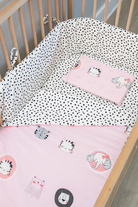 Pink Animals Cot Duvet