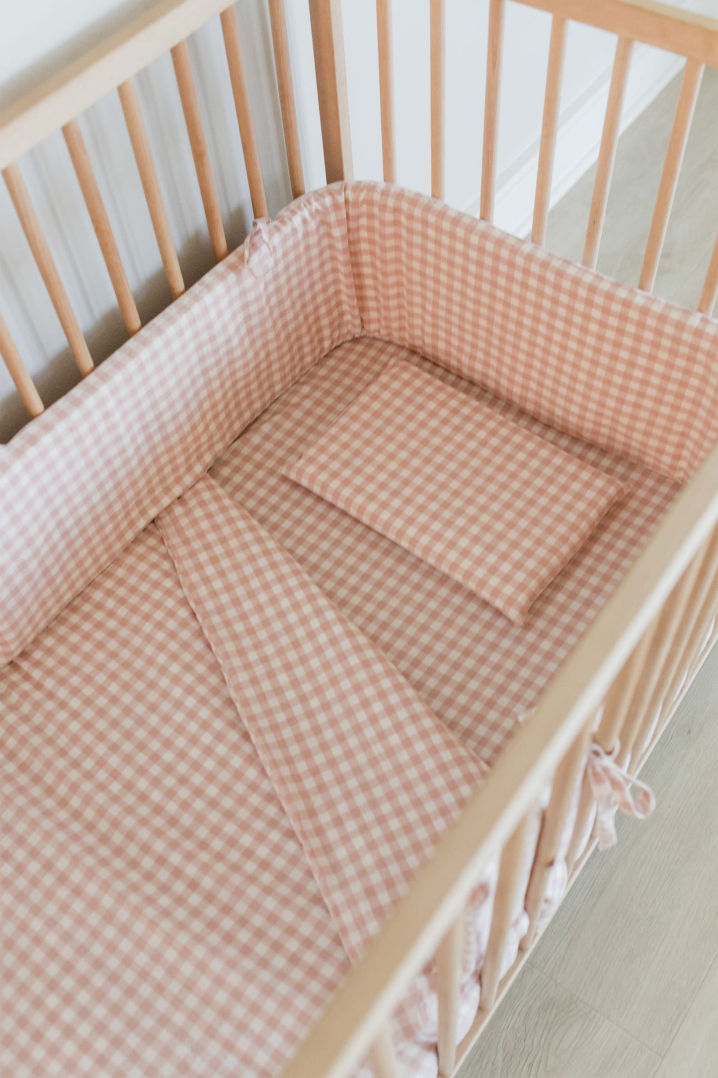 Pink Gingham Washed Cot Duvet