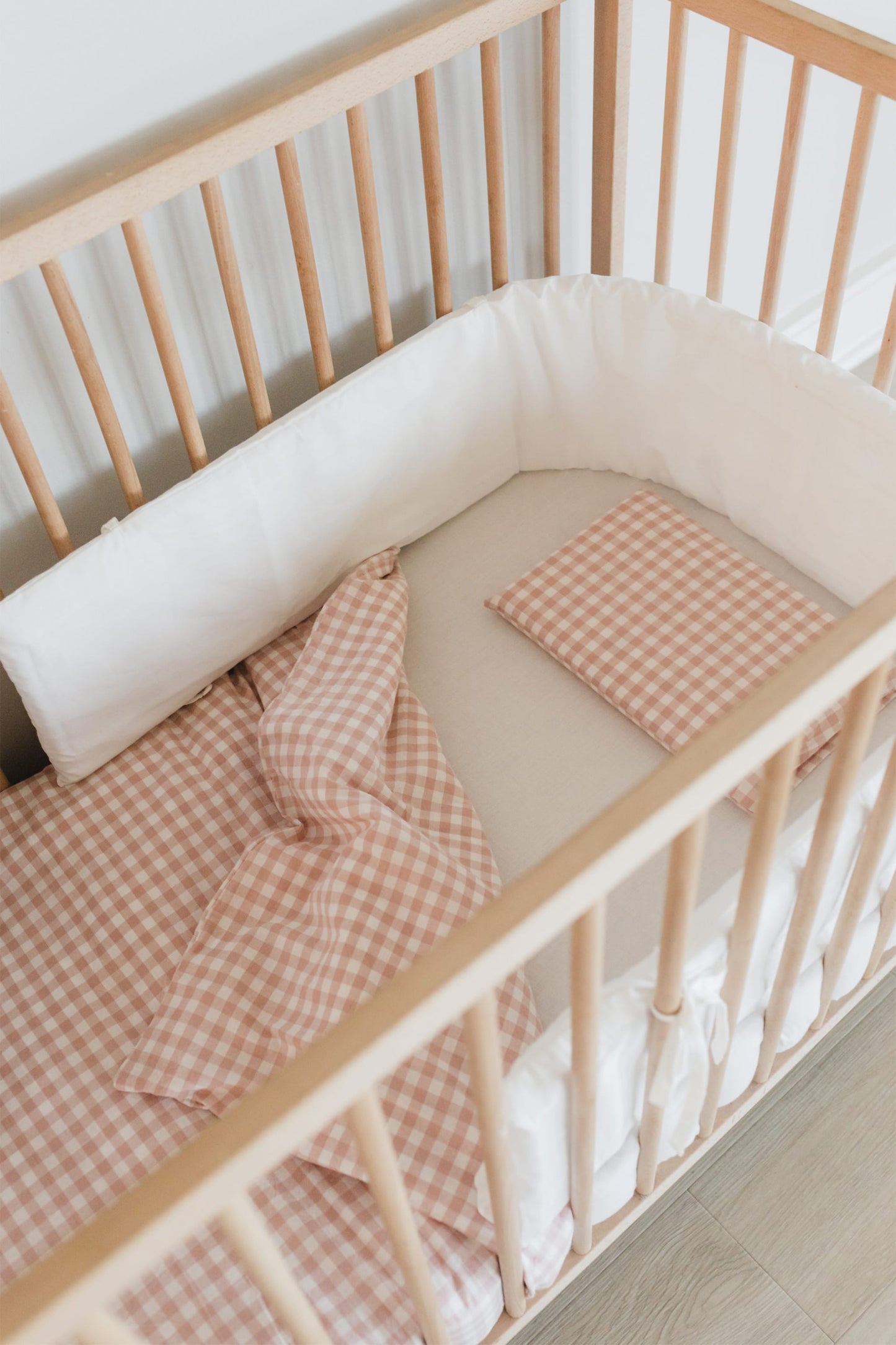 Pink Gingham Washed Cot Duvet