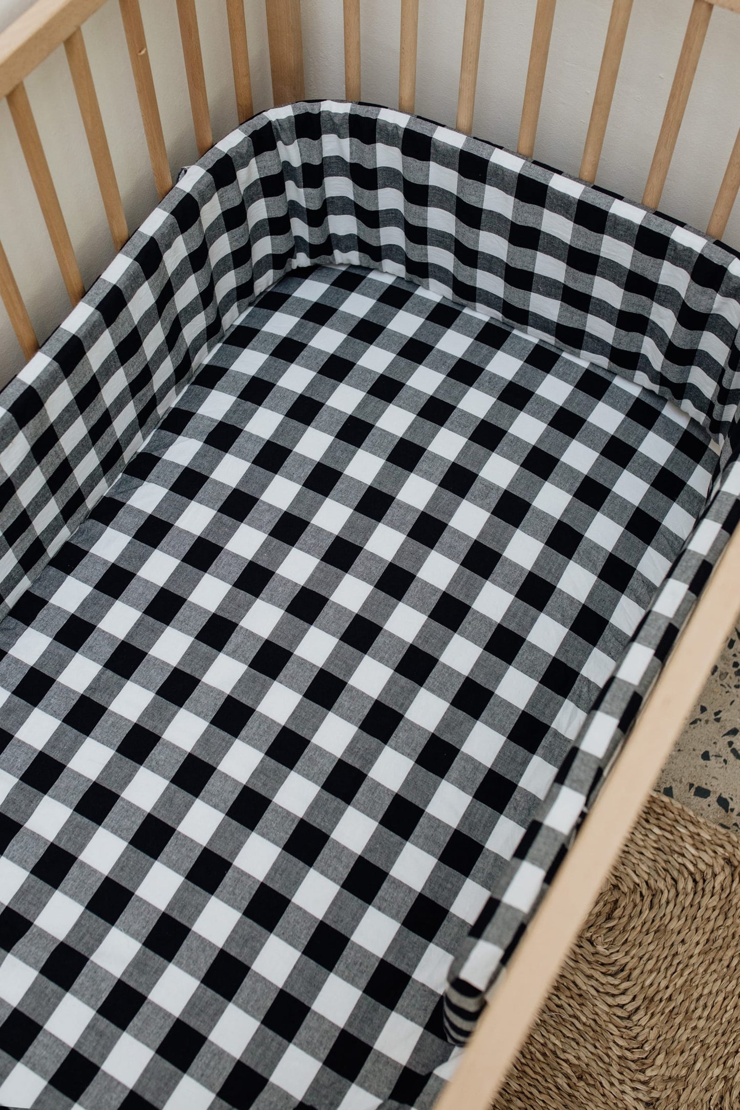 Black And White Gingham Cot Fitted Sheet