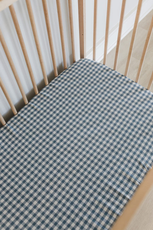 Blue Gingham Cot Fitted Sheet