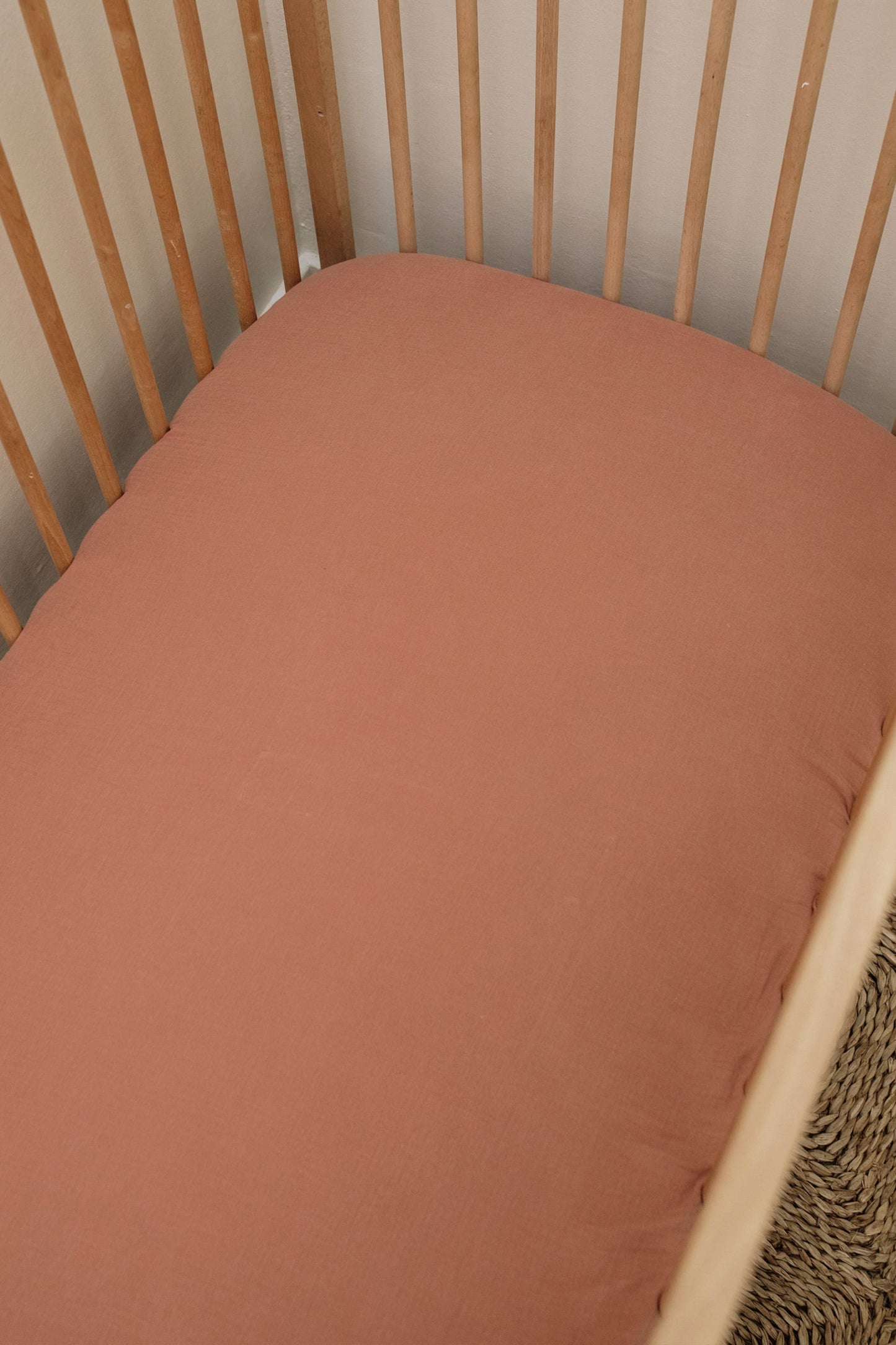 Dusty Rose Muslin Cot Fitted Sheet