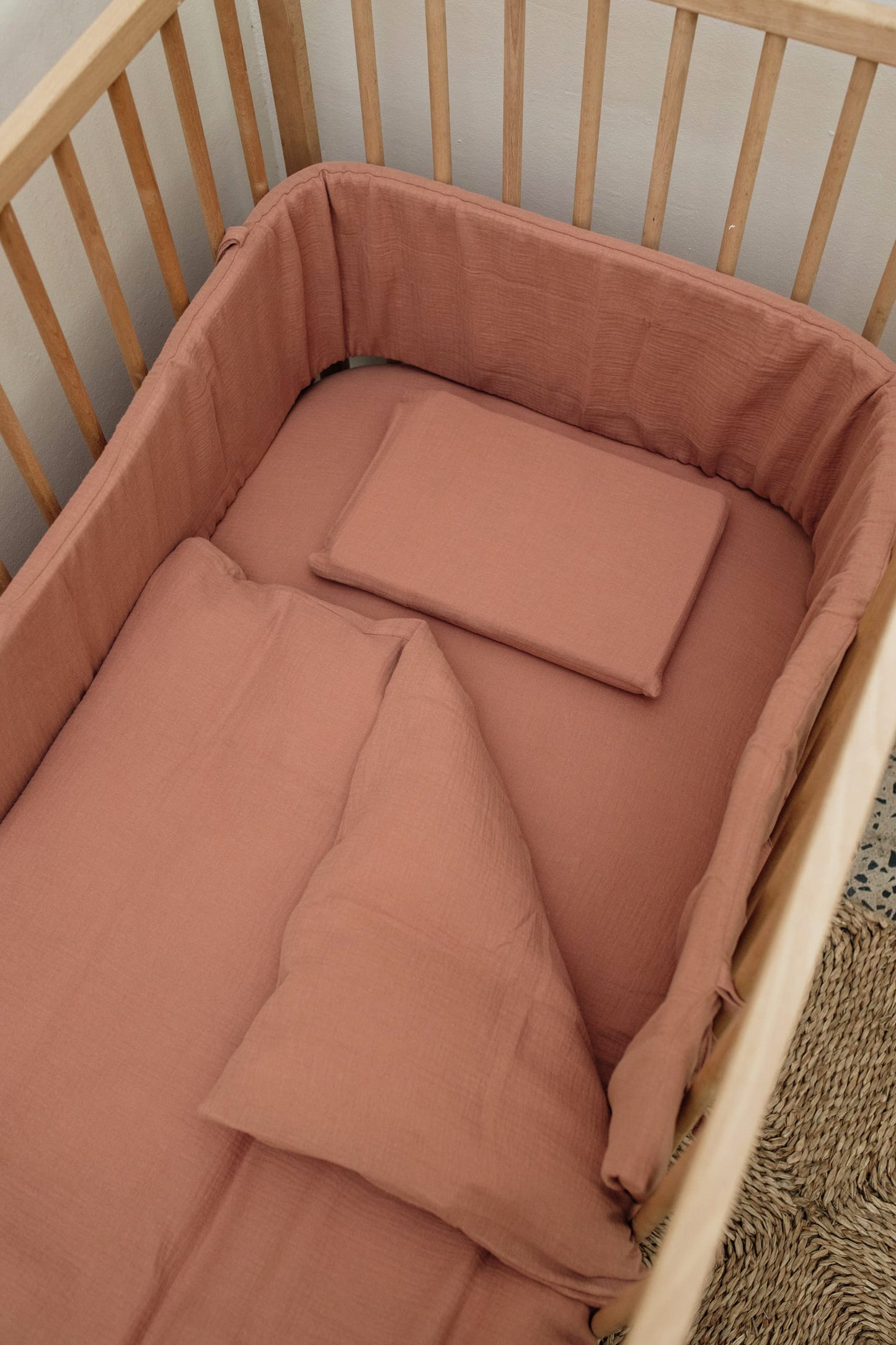 Dusty Rose Muslin Cot Fitted Sheet