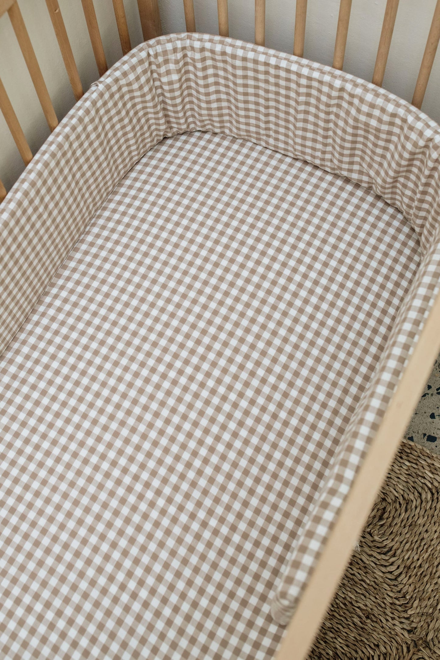 Natural Gingham Cot Fitted Sheet