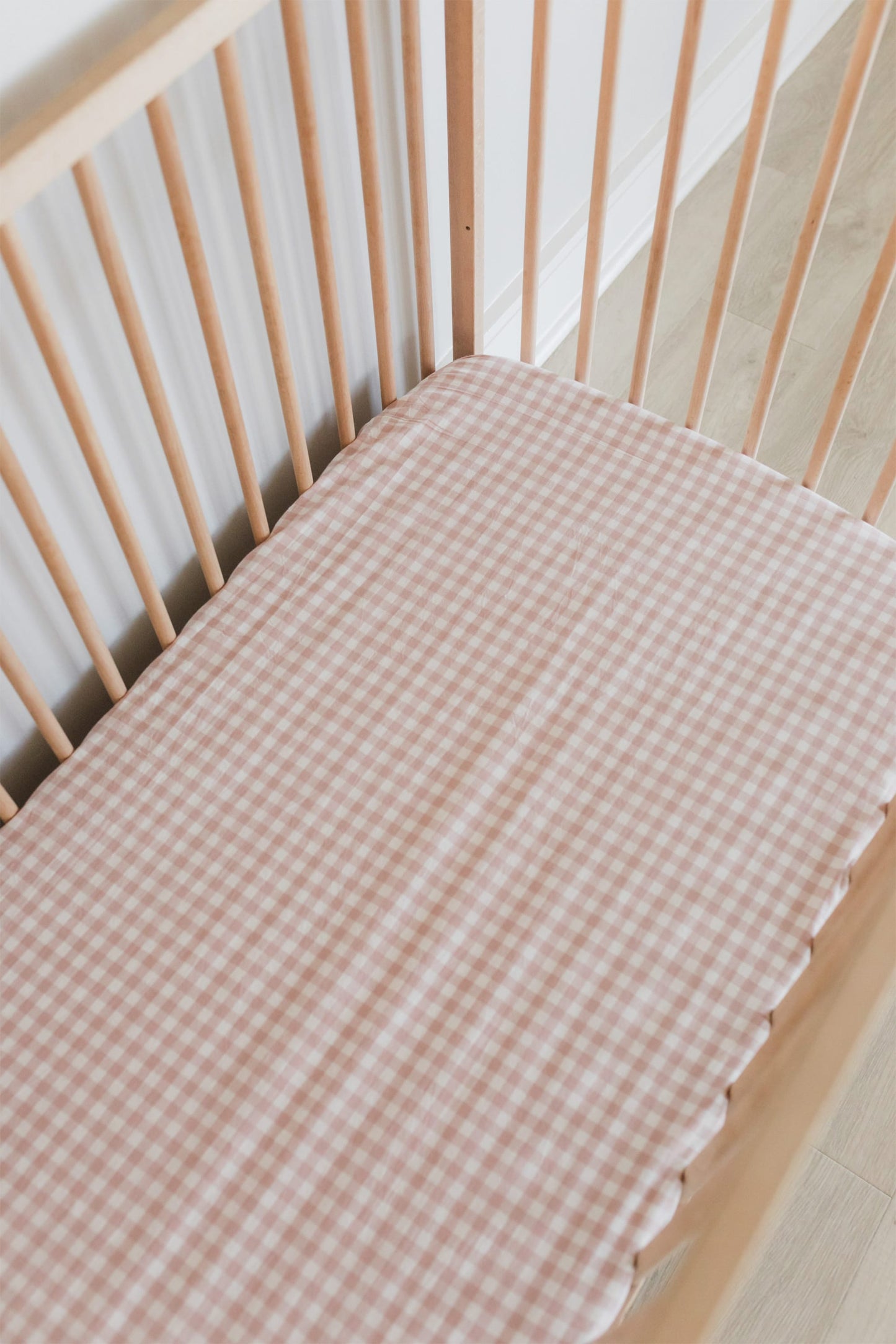 Pink Gingham Cot Fitted Sheet