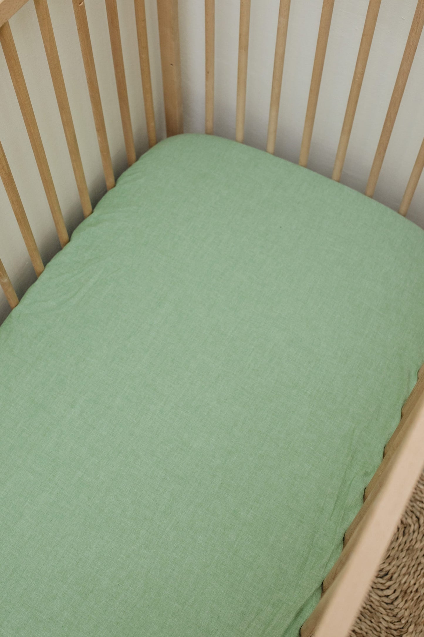 Fern Washed Cotton Cot Fitted Sheet