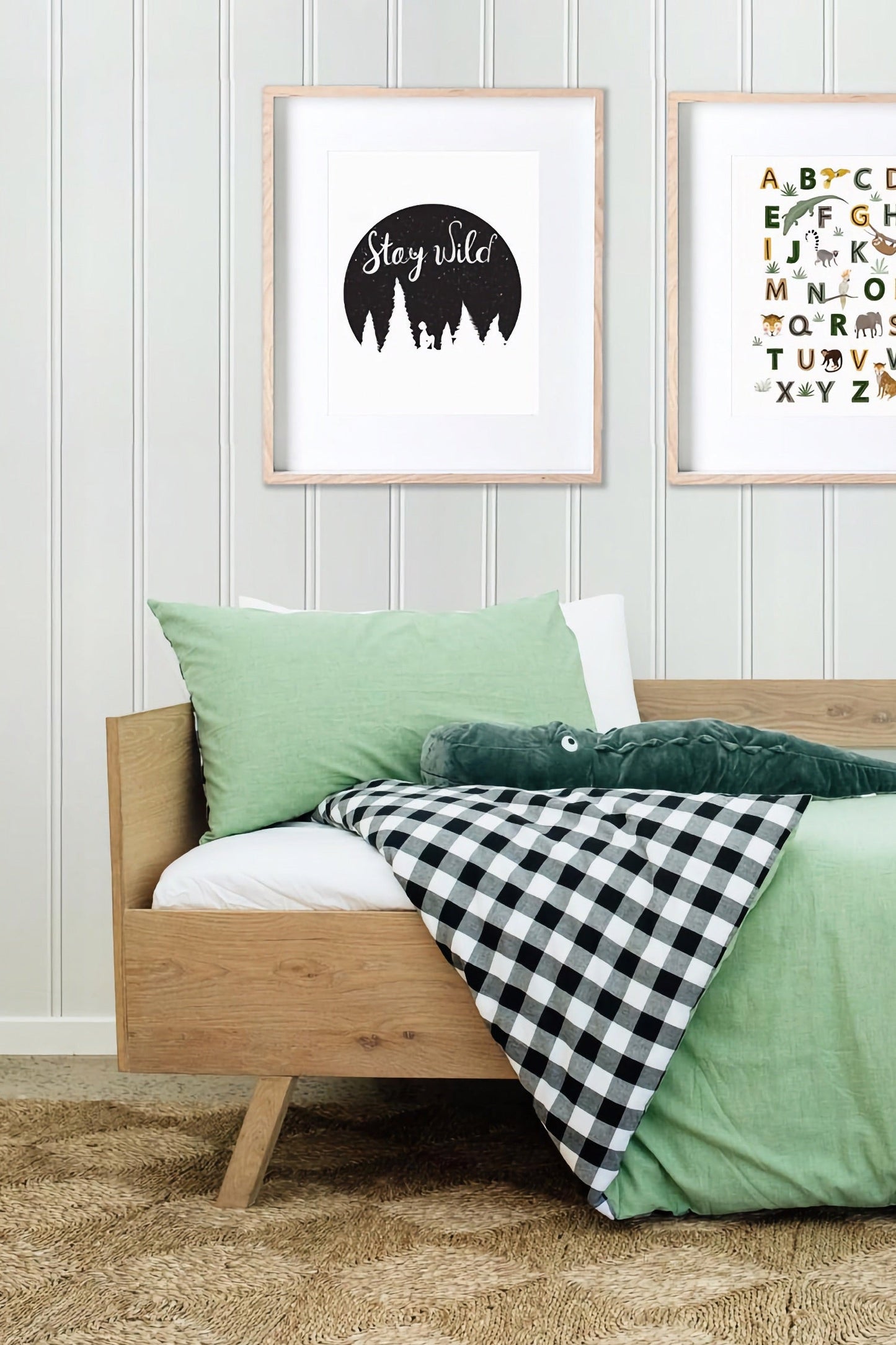 Fern Green With Navy Check Kids Duvet